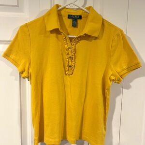 Lauren Ralph Lauren Y2K Yellow Ruffled Polo Cotton
